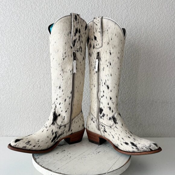 Lane Boots Womens Cowhide Cowboy Boots Tall Brown Western Cow Skin Size 6.5 NEW - Picture 8 of 13